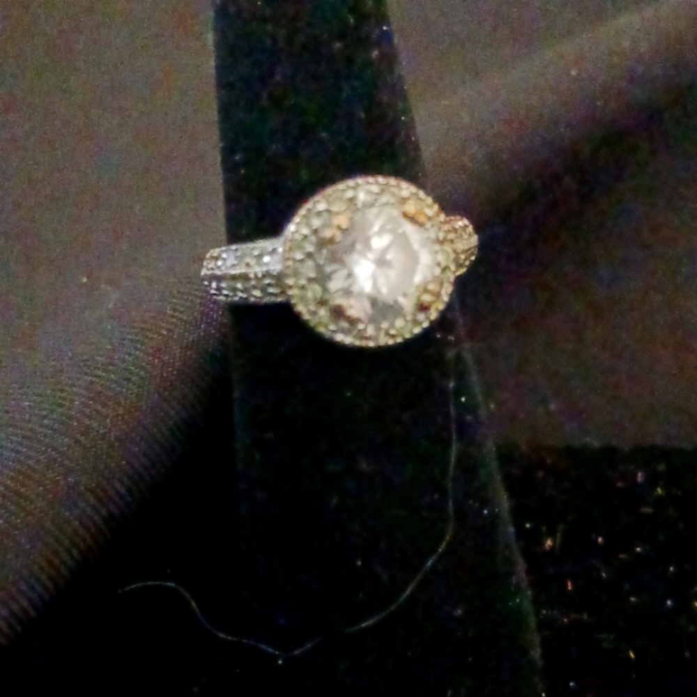 Monet stamped Sterling Silver ring size 7 cubic zirconia